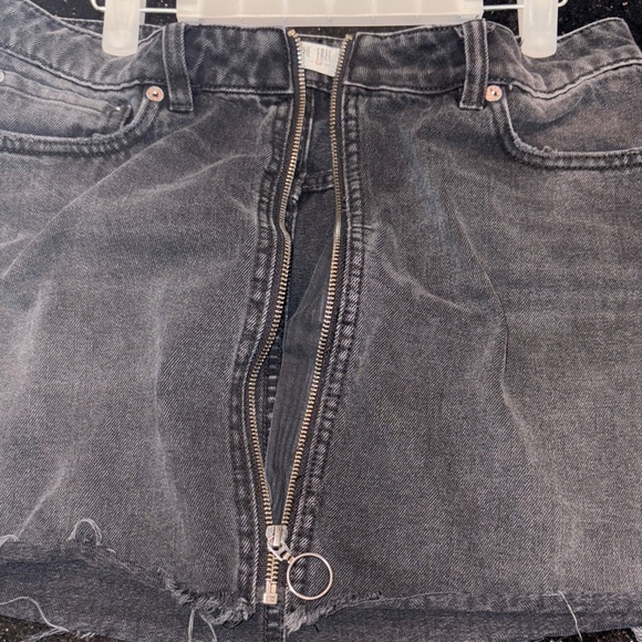 Free People Black Faded Distressed Denim Skirt - Picture 6 of 6